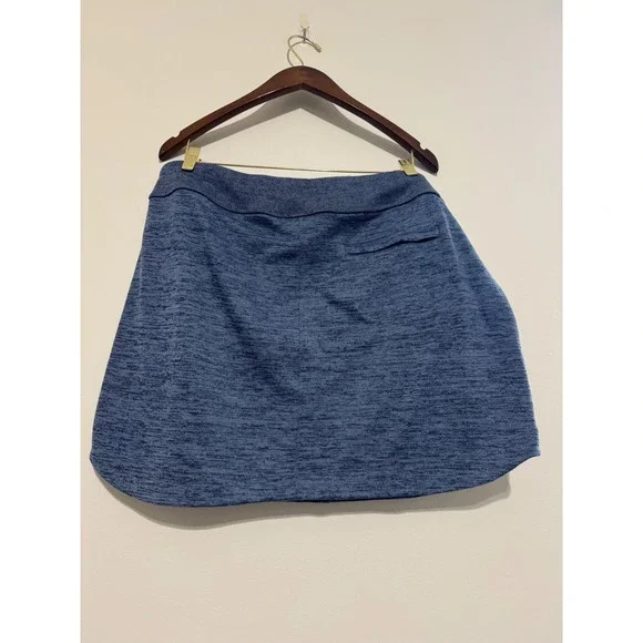 Athleta Blue Space Dye Heathered Athletic Skirt XL Drawstring Back Zip Pocket - Picture 4 of 7